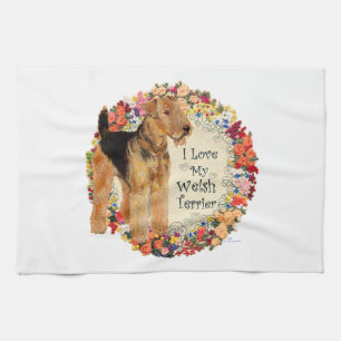 Liebe meinen Welsh Terrier Küchentuch
