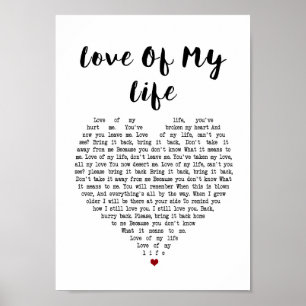 Liebe meines Lebens Herz Song Lyric Wall Art Print Poster