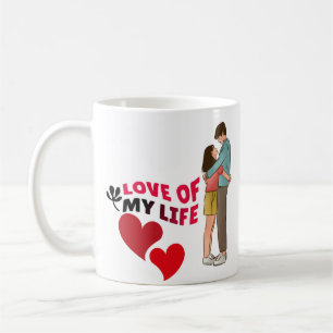 Liebe meines Lebens, zwei Herzen, rote Herzen, Paa Kaffeetasse