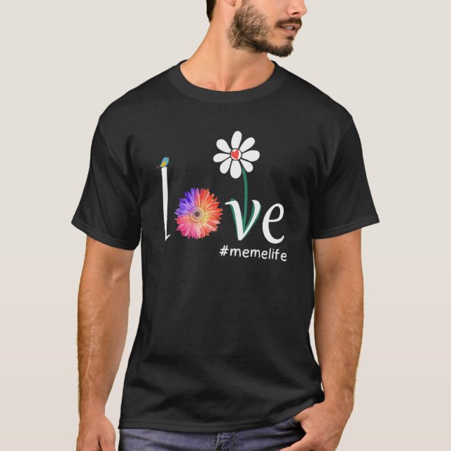 Liebe Memelife Wasserfarbe Blume Bird Oma Mothe T-Shirt (Vorderseite)