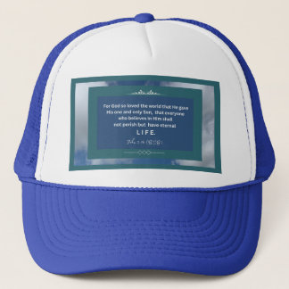 Liebe Message - John 3-16 - Blue Trucker Hat Truckerkappe