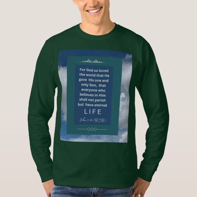 Liebe Message - John 3-16 - Long Sleeve Green - T-Shirt (Vorderseite)