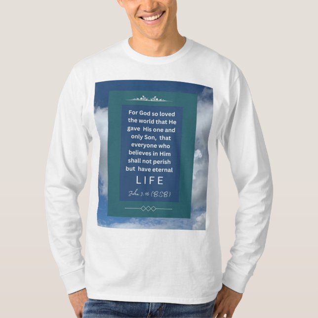 Liebe Message - John 3-16 - Long Sleeve White T-Shirt (Vorderseite)