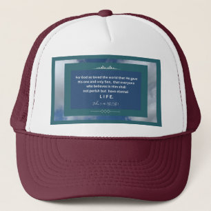 Liebe Message - John 3-16 - Maroon und White Truckerkappe