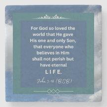 Liebe Message - John 3-16 - Square Stone Untersetz