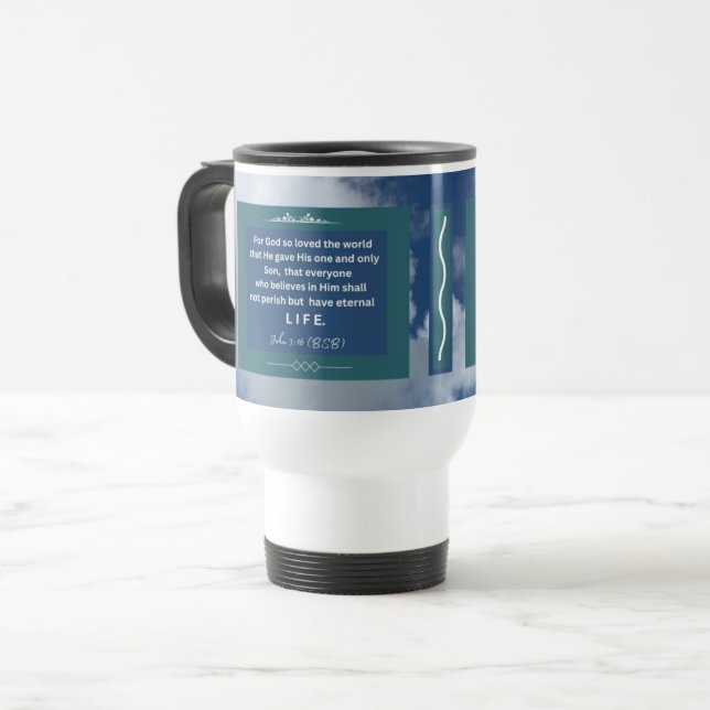 Liebe Message - John 3-16 - White Travel Mug Reisebecher (Vorderseite Links)
