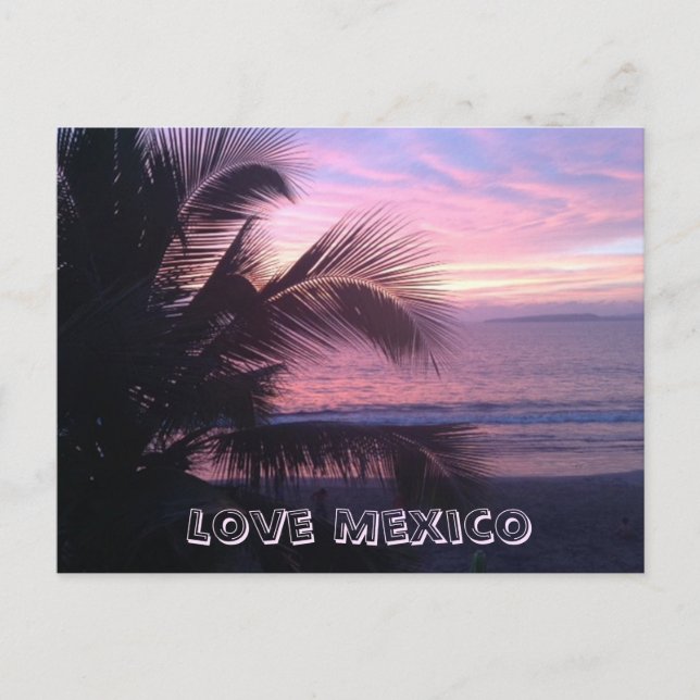 Liebe Mexico Sunset Postcard Postkarte (Vorderseite)