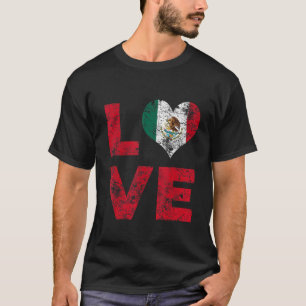 Liebe Mexiko-Flagge Vintage-Mexiko-Urlaub T-Shirt