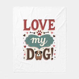 Liebe mich, liebe meinen Hund Vintage süßer Pfoten Fleecedecke