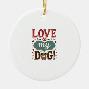 Liebe mich, liebe meinen Hund Vintage süßer Pfoten Keramik Ornament