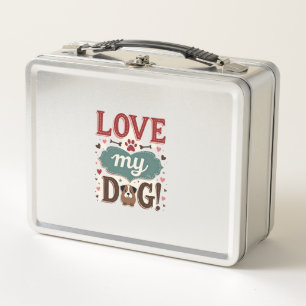 Liebe mich, liebe meinen Hund Vintage süßer Pfoten Metall Brotdose