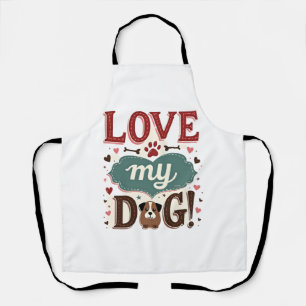 Liebe mich, liebe meinen Hund Vintage süßer Pfoten Schürze