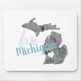 Liebe Michigan Floral gefüllt Silhouette Mousepad