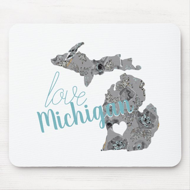 Liebe Michigan Floral gefüllt Silhouette Mousepad (Vorne)