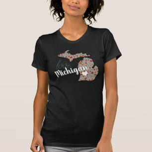 Liebe Michigan The Mitten Staat Poppy Floral T-Shirt