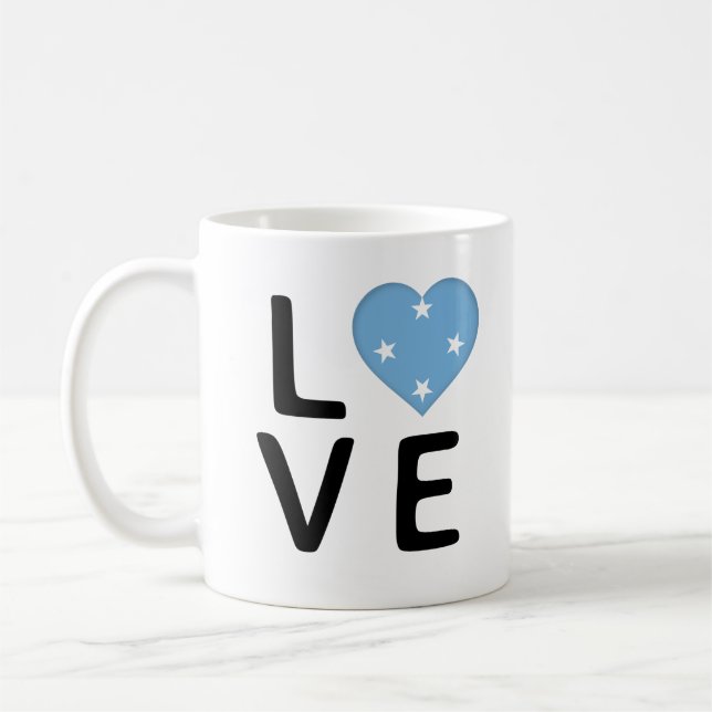 Liebe - Mikronesien-Flagge Kaffeetasse (Links)
