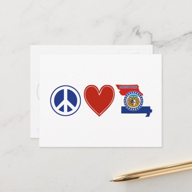 Liebe Missouri gestaltet die Flagge des Staates Mi Postkarte (Vorderseite/Rückseite Beispiel)