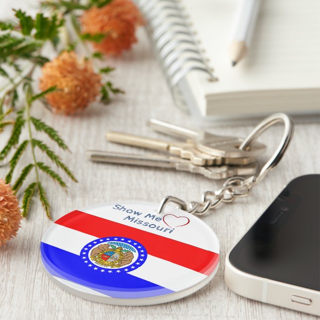 Liebe Missouri mit/Initials Flag Patriotic anzeige Schlüsselanhänger (Vorderseite rechts)