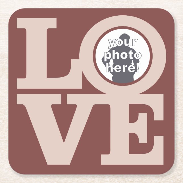 LIEBE mit benutzerdefinierten FOTO-Untersetzer Rechteckiger Pappuntersetzer (Vorderseite)
