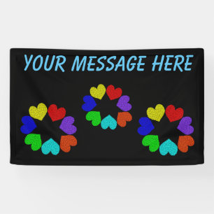 Liebe mit Blumenbogen-Regenbogenfarben Hört auf ku Banner