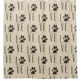Liebe mit braunem Grunge Pet PW Druckmuster Duschvorhang