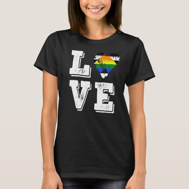 Liebe mit dem Alien-Pride-Flag geradeaus Flag T-Shirt (Vorderseite)