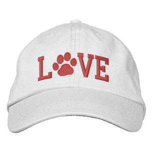 LIEBE mit Dog Paw Print   Niedliche Canine Lover Bestickte Kappe