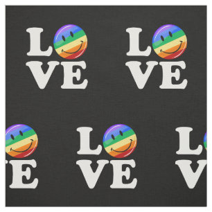 Liebe mit einer glücklichen Regenbogen-Flagge Stoff