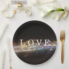 LIEBE mit elektrischen Leuchten Pappteller