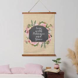 Liebe mit Geduld Zitat Wandteppich Mit Holzrahmen