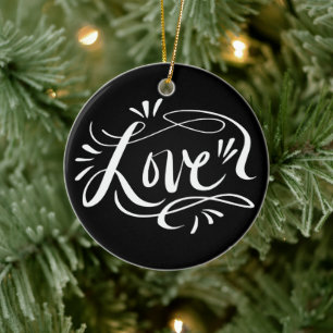 Liebe mit handgeschriebenem Schild Weihnachtsbaums Keramik Ornament