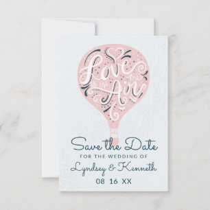 Liebe mit Handschrift Light Pink Hot Air Ballon Save The Date