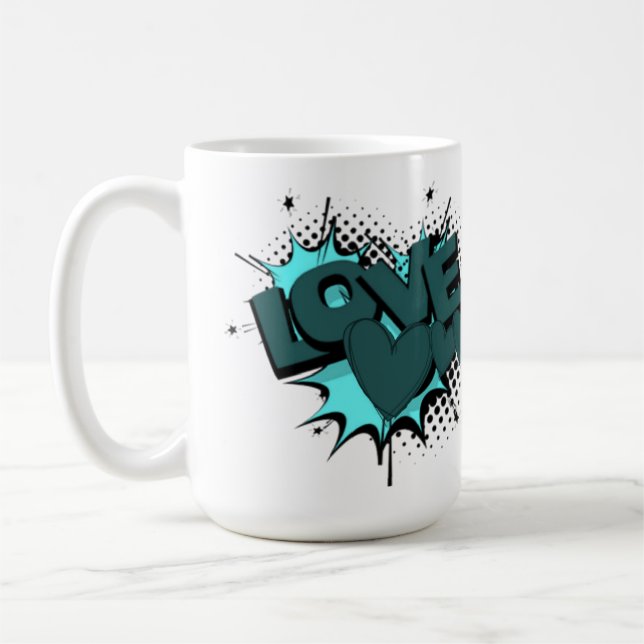 Liebe mit Herz in grüner Farbe Kaffeetasse (Links)