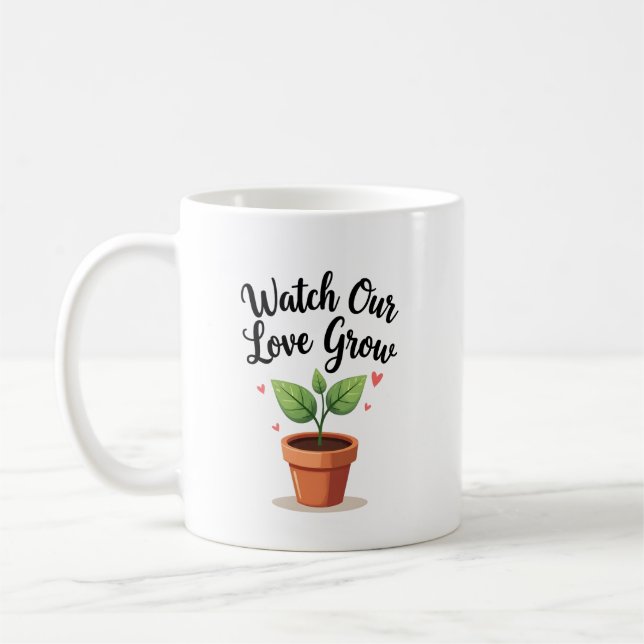 Liebe mit Herz-Pflanze-Design Kaffeetasse (Links)