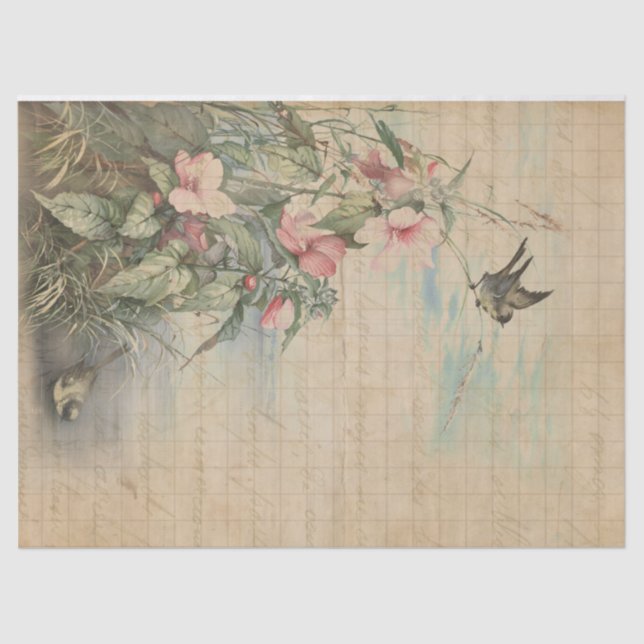 Liebe mit Hibiskus-Entkopplung | Gewebepapier Seidenpapier (Vorderseite)