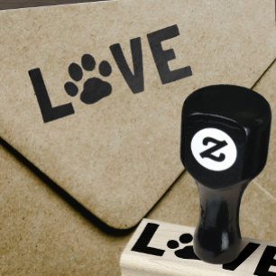 LIEBE mit Hundetatzen-Druck Gummistempel