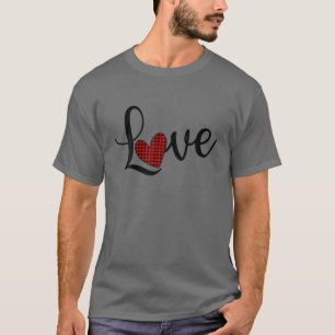Liebe mit Kariertem rotem Herzen an Ort "O" Niedli T-Shirt