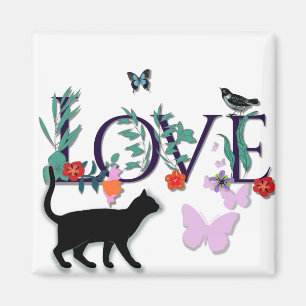 LIEBE mit Katze Magnet