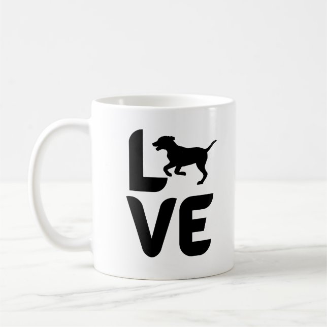 Liebe mit laufendem Hund Kaffeetasse (Links)