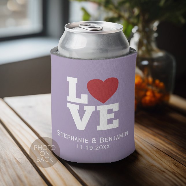 Liebe mit leuchtend rotem Herzen Personalisiert Ho Dosenkühler (Personalized Can Cooler for wedding or anniversary party)
