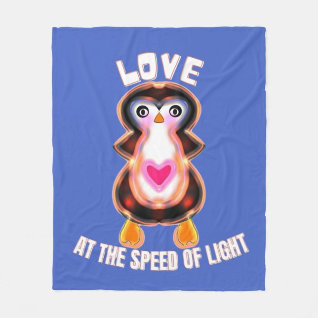 Liebe mit Lichtgeschwindigkeit Pinguin-Geschenk Fleecedecke (Vorderseite)