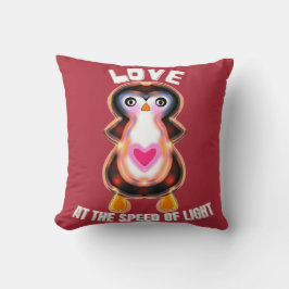 Liebe mit Lichtgeschwindigkeit Pinguin-Geschenk Kissen