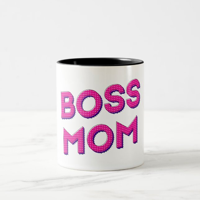Liebe mit Mama Boss Zweifarbige Tasse (Mittel)