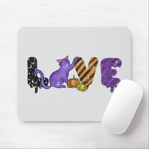 Liebe mit Niedlicher Katze zu Halloween Mousepad