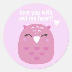 Liebe mit OWL mein Herz - Niedlicher Valentinstag Runder Aufkleber