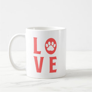 Liebe mit Paw Print (Katzen, Hunde, Haustiere) in  Kaffeetasse