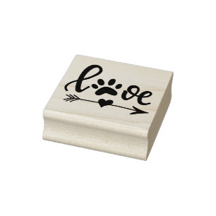 Liebe mit Pawprint Gummistempel