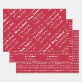 Liebe mit personalisiertem Namen aus santa rot Geschenkpapier Set