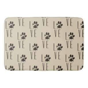 Liebe mit Pet Paw Print Brown Grunge Typografie Badematte