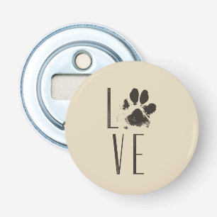 Liebe mit Pet Paw Print Brown Grunge Typografie Flaschenöffner